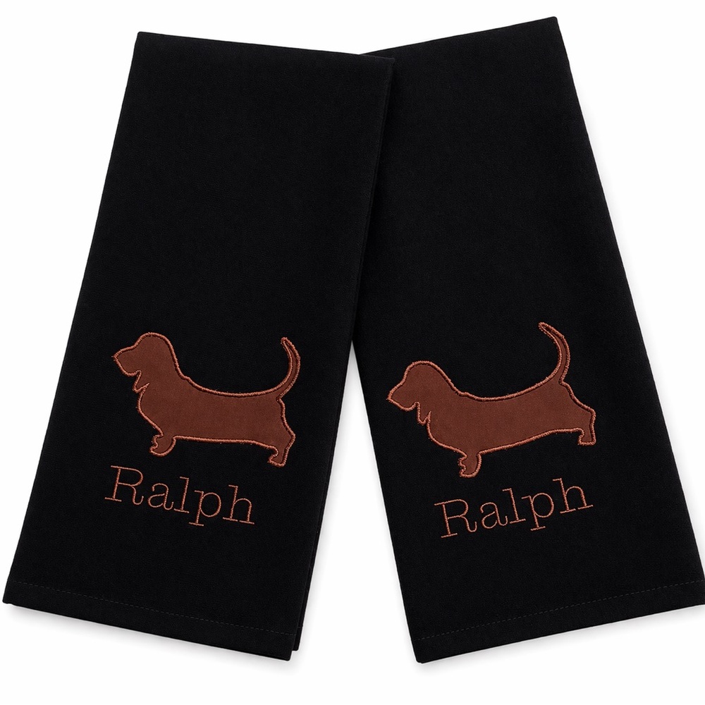 NEW Made to order! Two (2) Bassett Hound Kitchen towels Embroidered Personalized